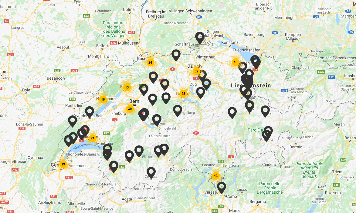 Grafik Adressen und Praxen in der Schweiz